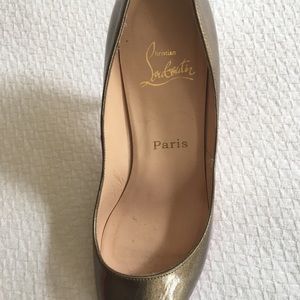 Christian Louboutin gold open toe pumps size 8